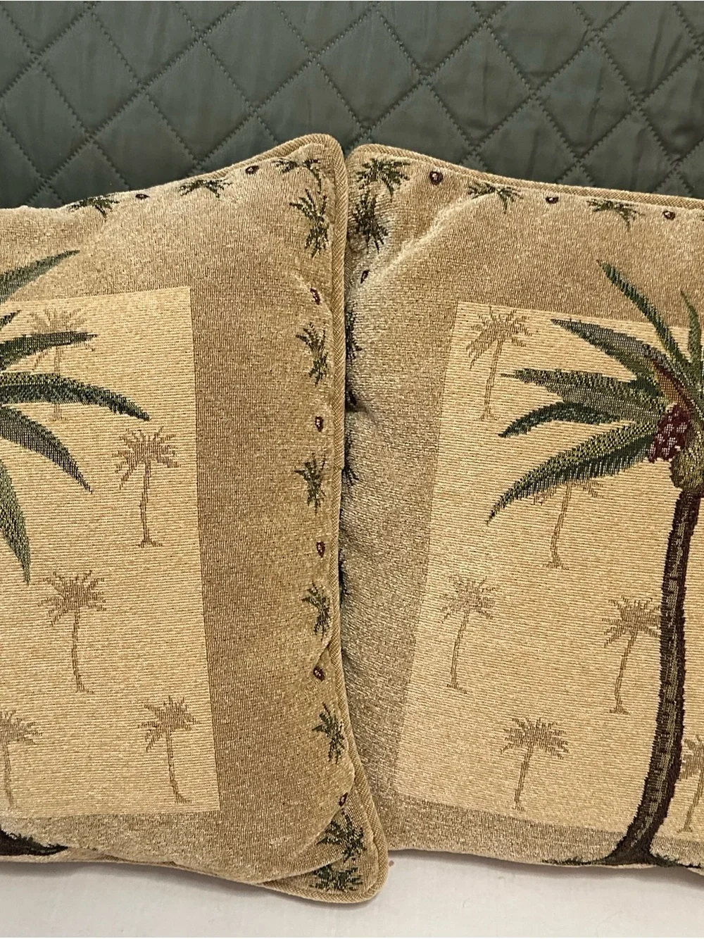 Set of 2 Tropical Palm Tree Tapestry Throw Pillows Coastal Beach Tropical Decor